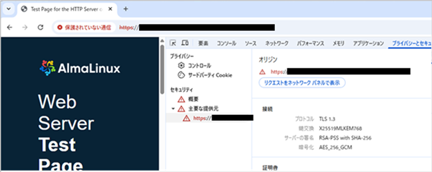 Google Chrome ブラウザで接続した画面 