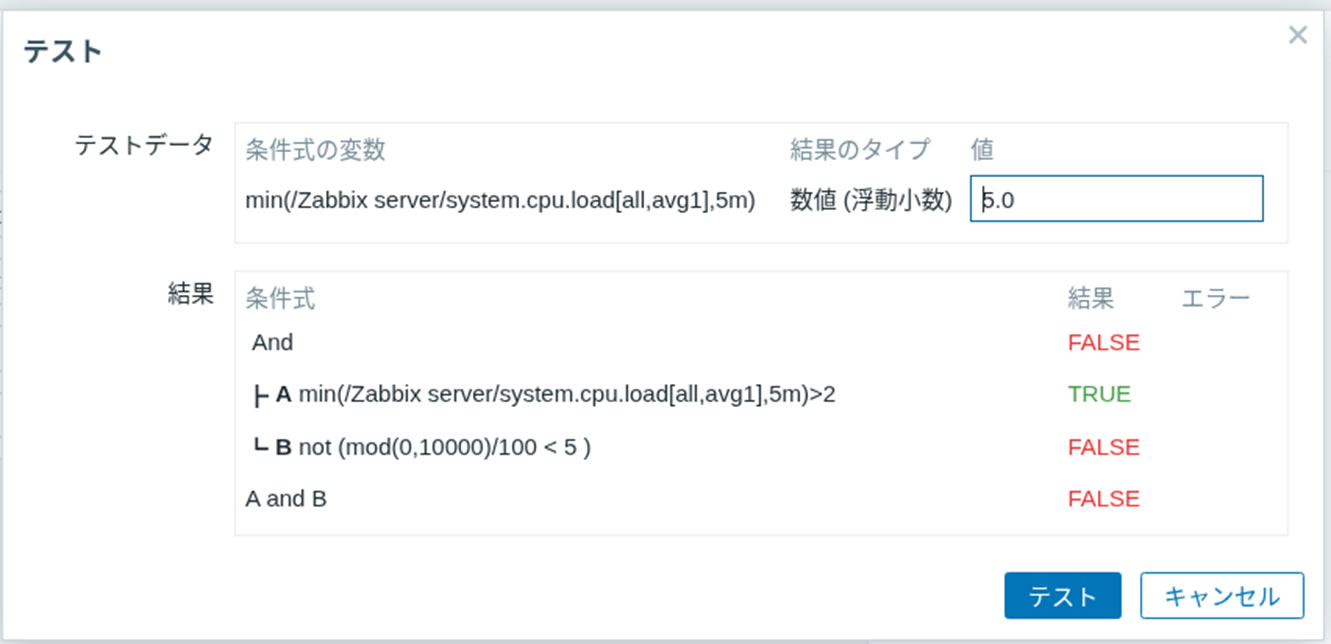 パターン3のテスト結果画面