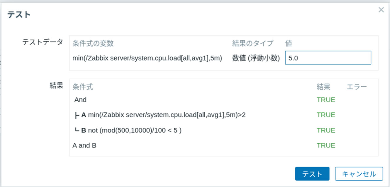 パターン4のテスト結果画面